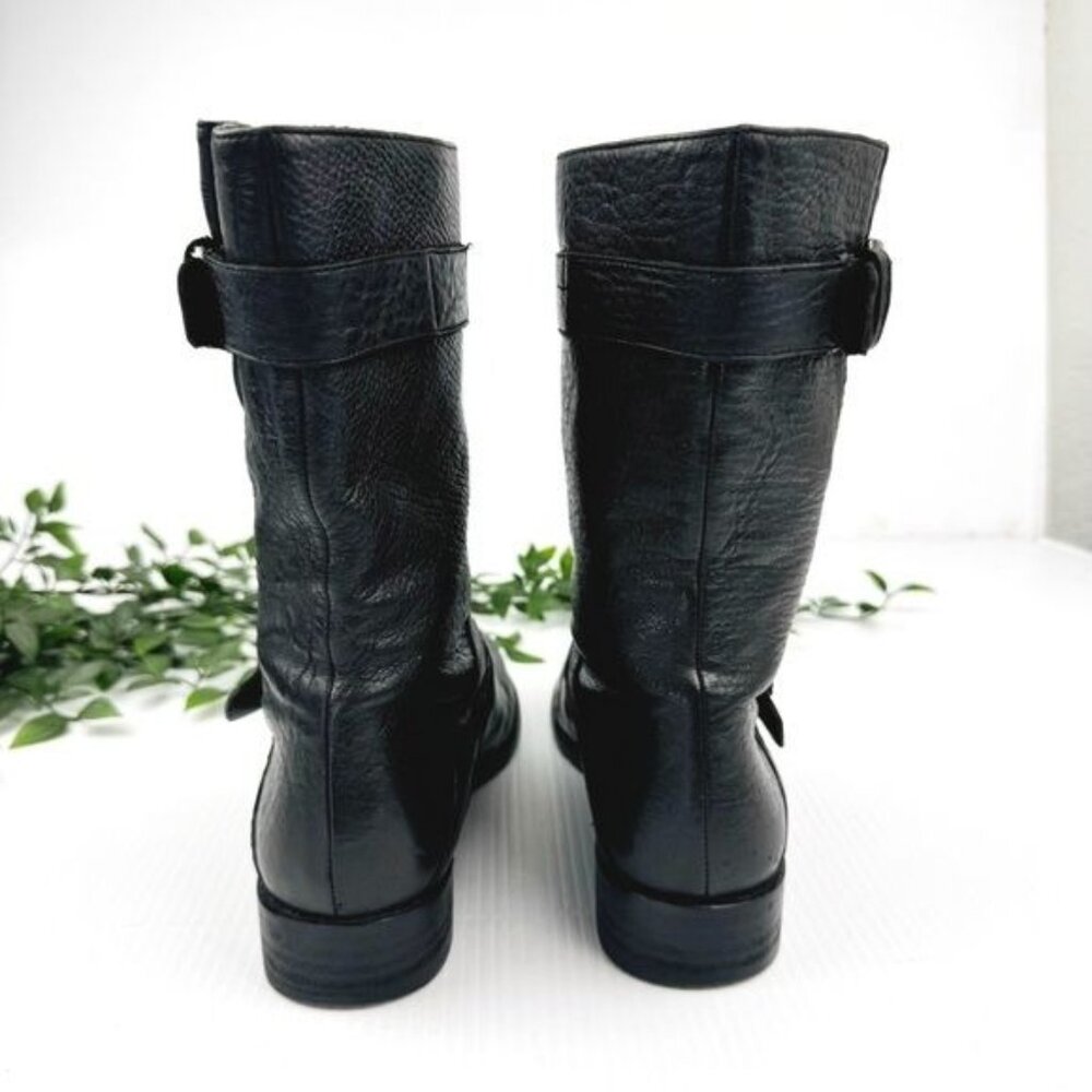 Stuart Weitzman Lotroops Black leather moto ankle boots 7 - Picture 4 of 11
